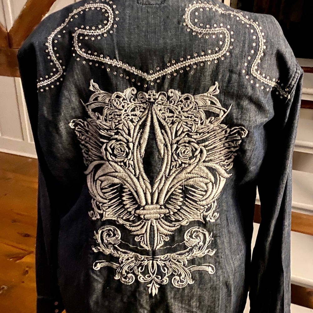 Incredible Rock n Roll Cowgirl Denim shirt.